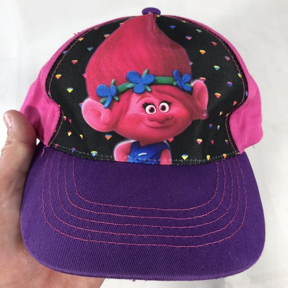 Dreamworks Trolls Baseball Hat Girls Pink Purple Adjustable Snapback Cap OSFM - Picture 13 of 13
